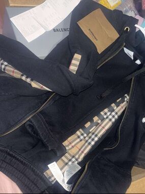Burberry Black Hoodie with Signature Nova Check Lining